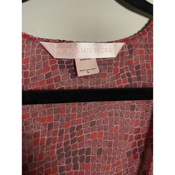 Victoria's Secret L Swim Cover Up Dress V Neck Mosaic Tile Snakeskin Sheer Red - Picture 4 of 7